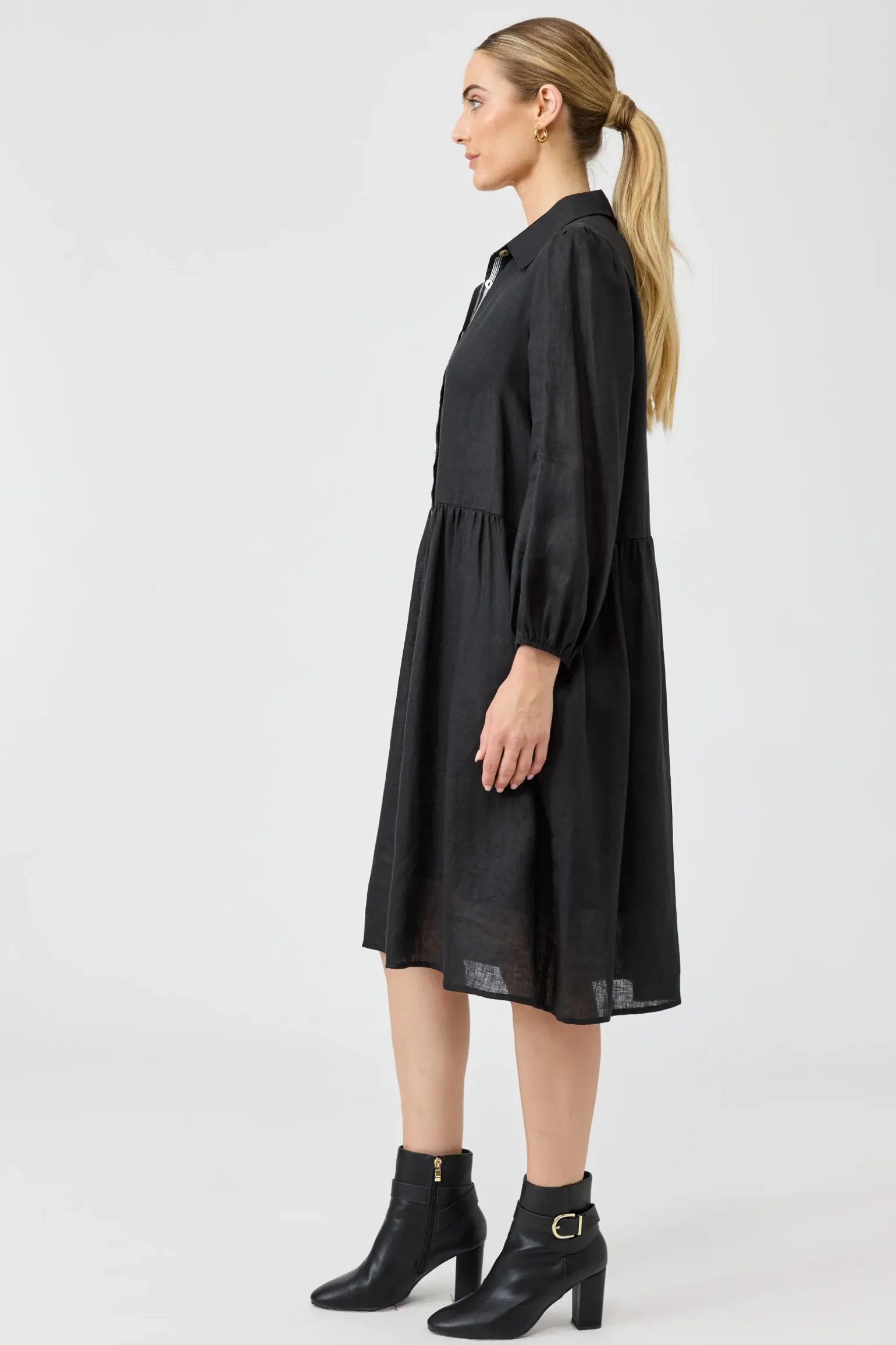 Studio Midi Shirt Dress - Ebony