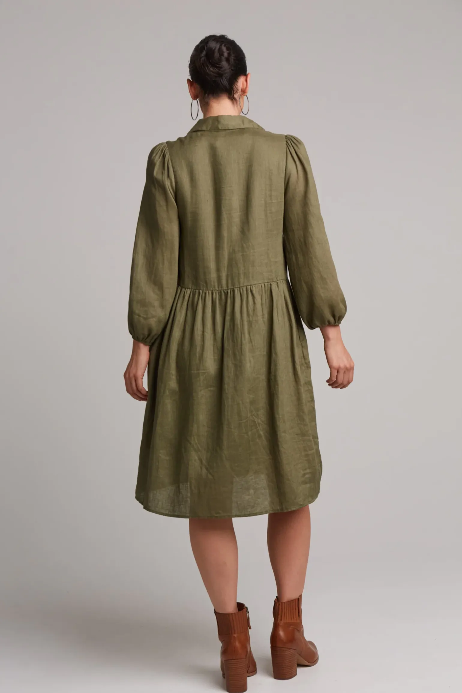 Studio Midi Shirt Dress - Khaki