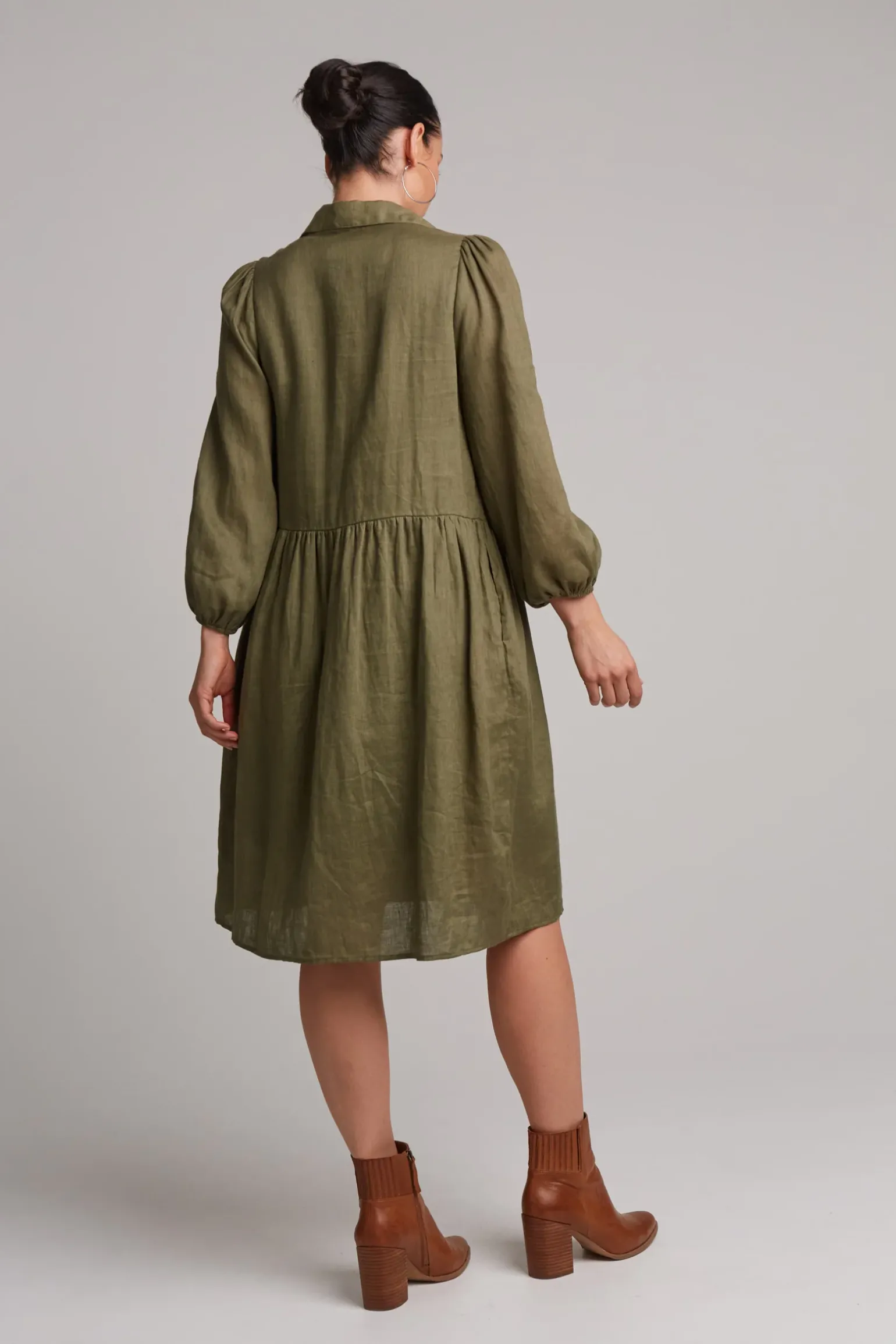 Studio Midi Shirt Dress - Khaki
