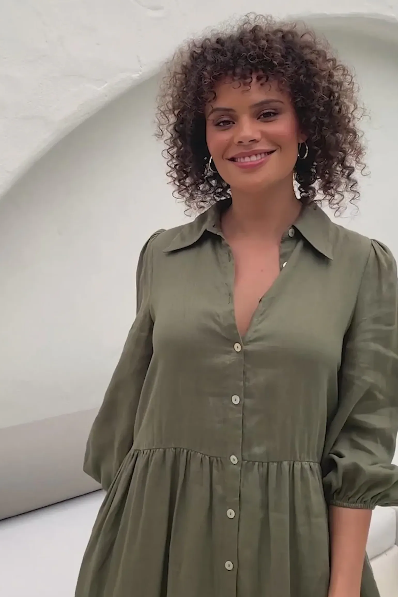 Studio Midi Shirt Dress - Khaki